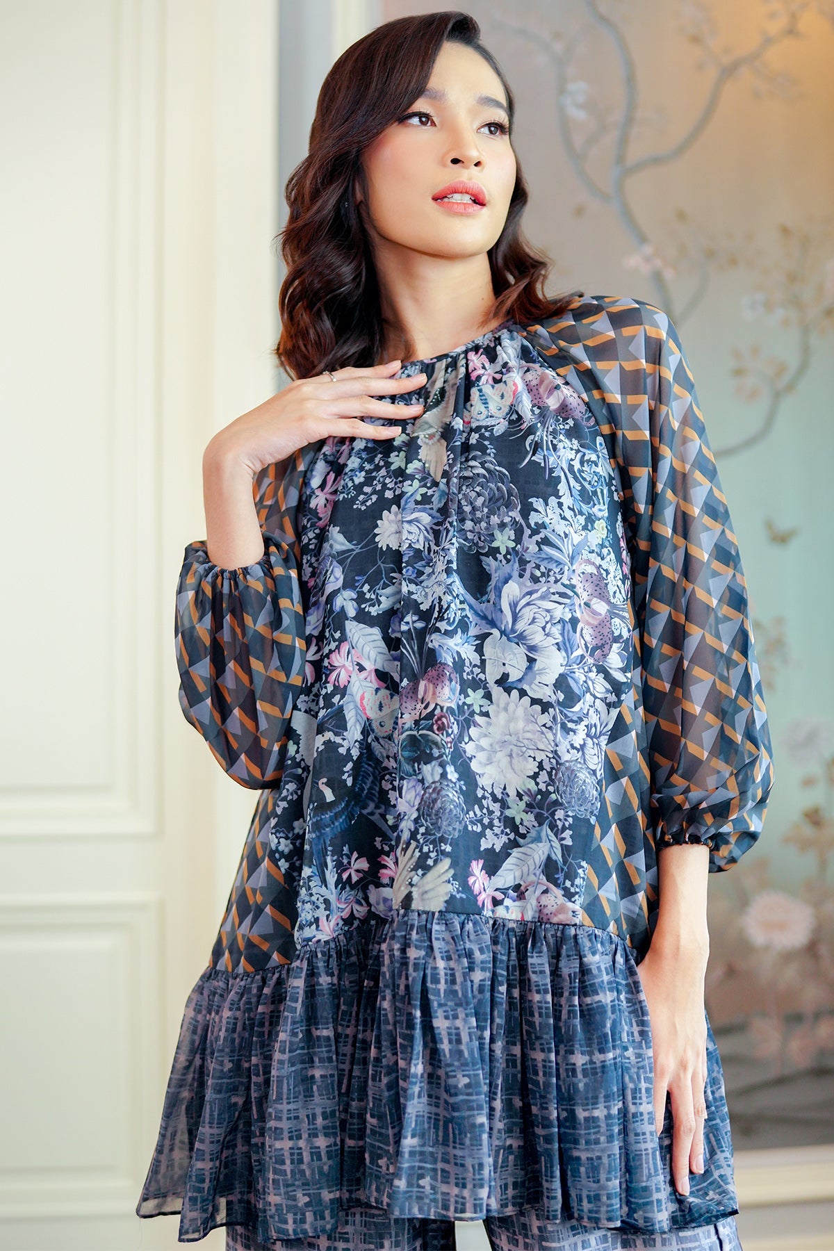 Wonderful Harmony Ruffle Tunic - Navy