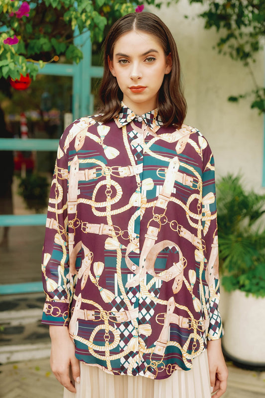 The Chain La Bella Georgette Shirt - Maroon