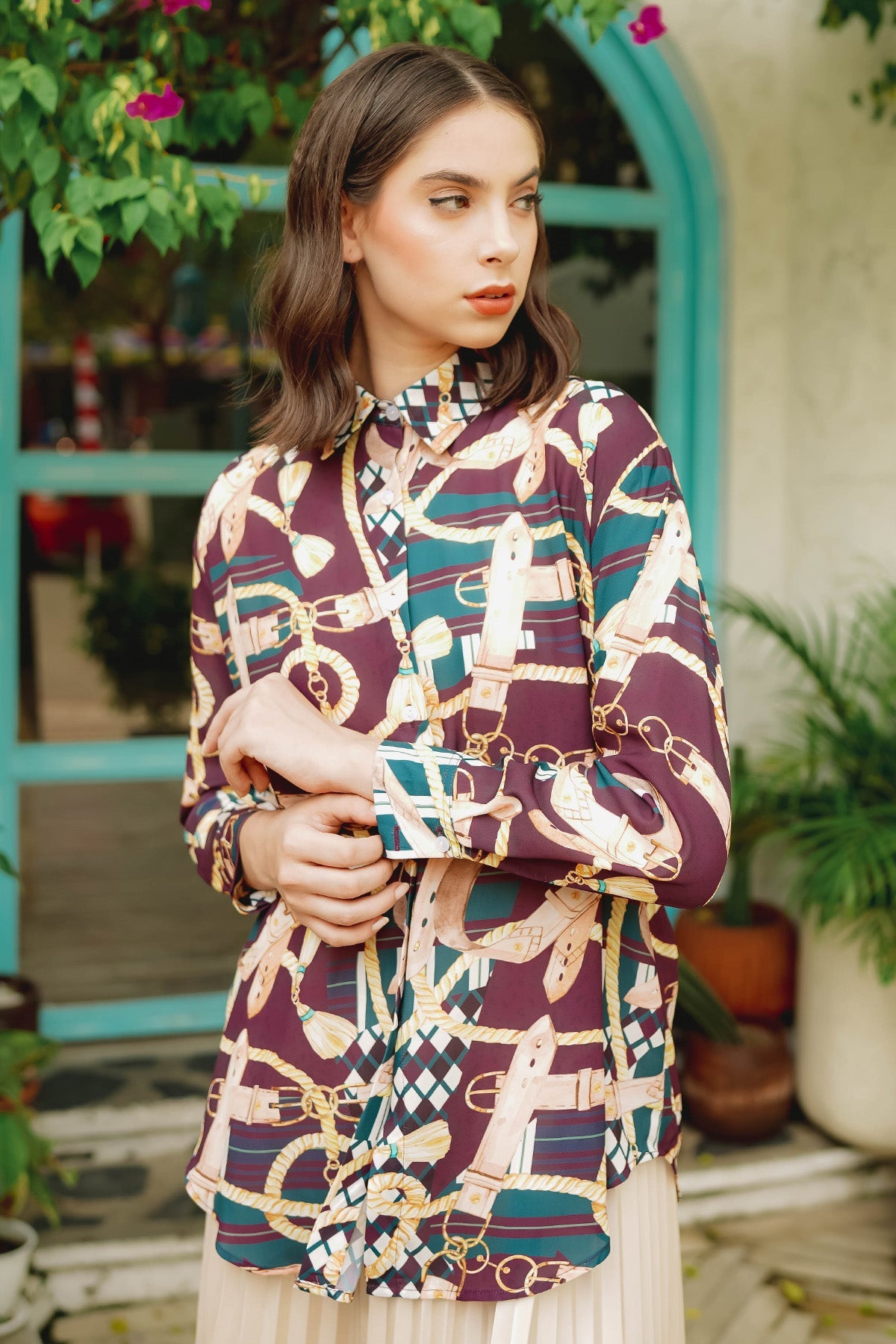 The Chain La Bella Georgette Shirt - Maroon