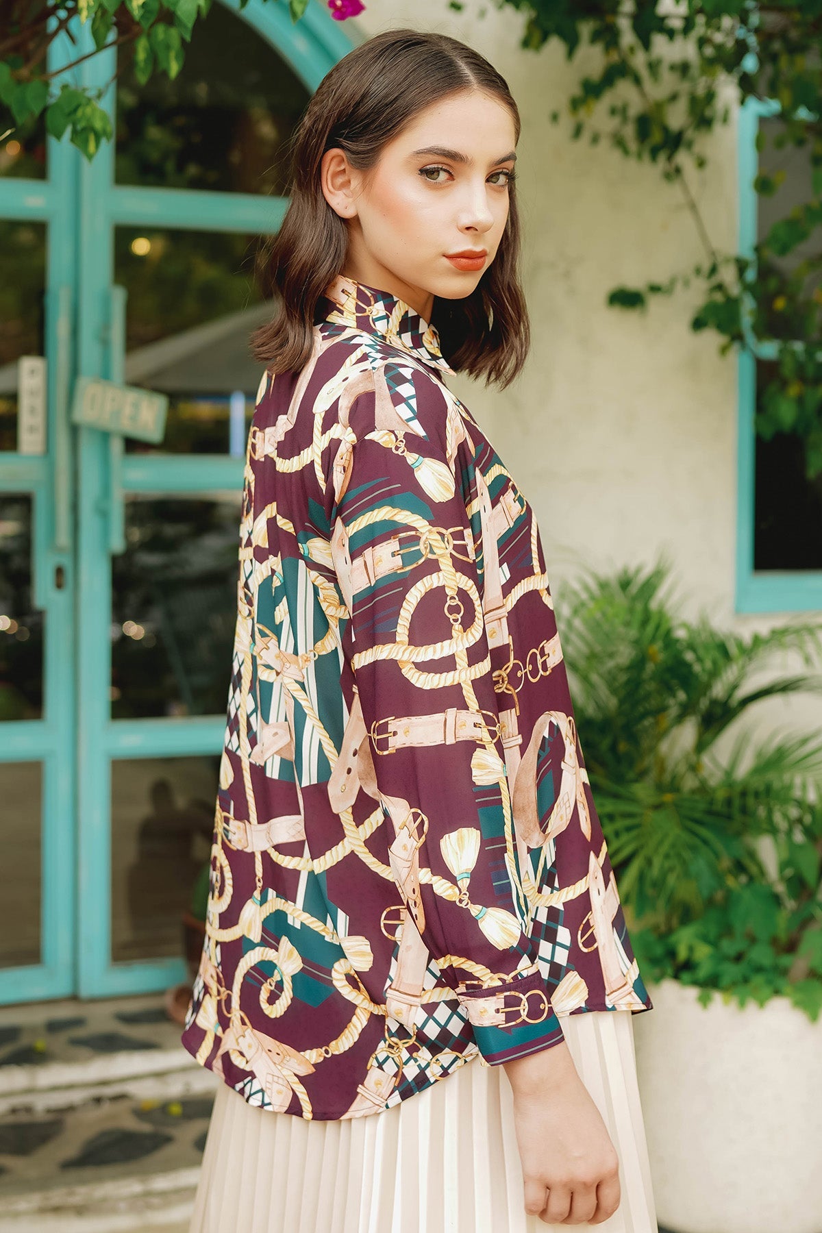 The Chain La Bella Georgette Shirt - Maroon