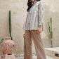 Savanna Ruffle Shirt - Brown Stripes