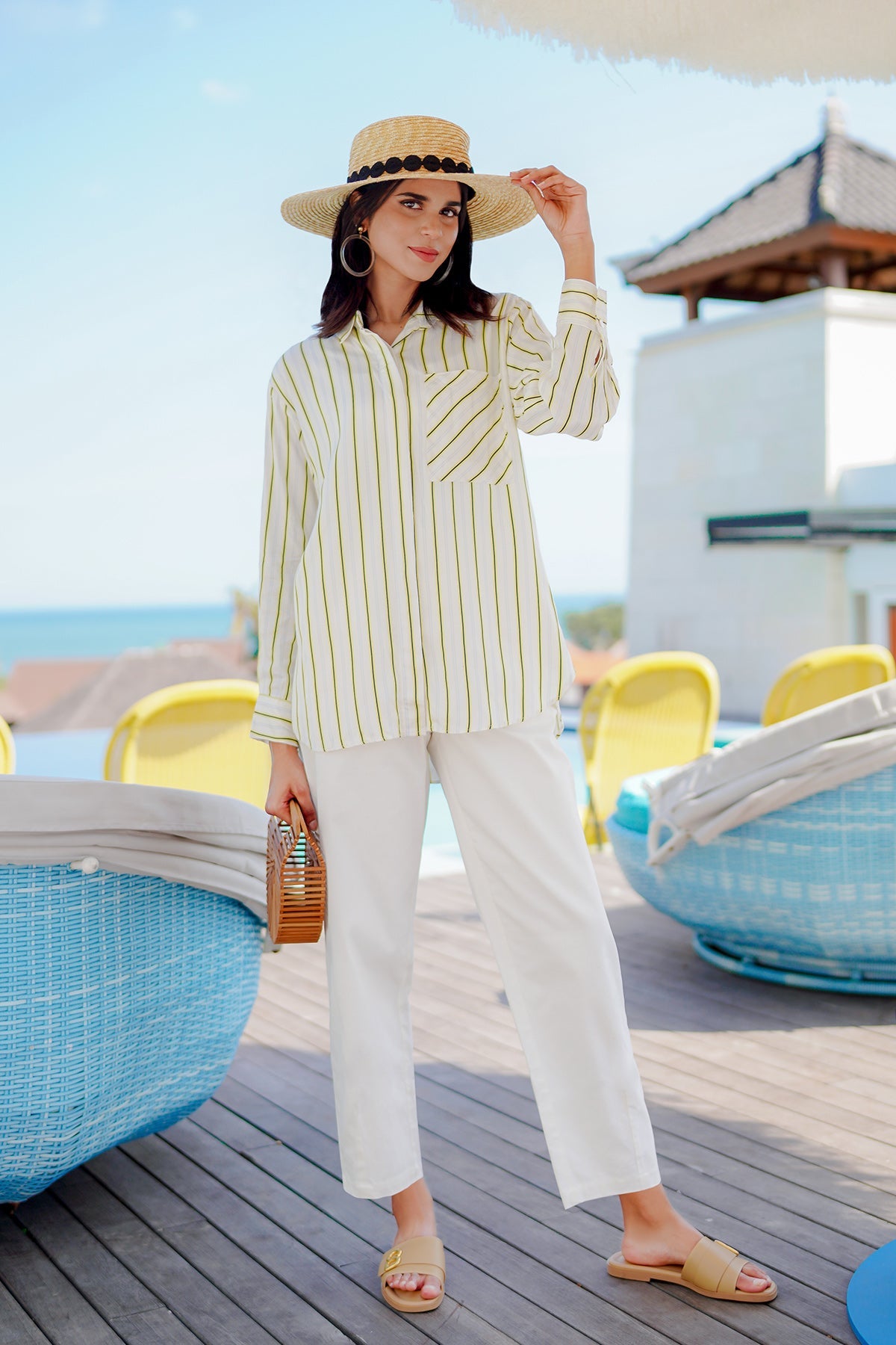 Zarina Shirt - White Stripes