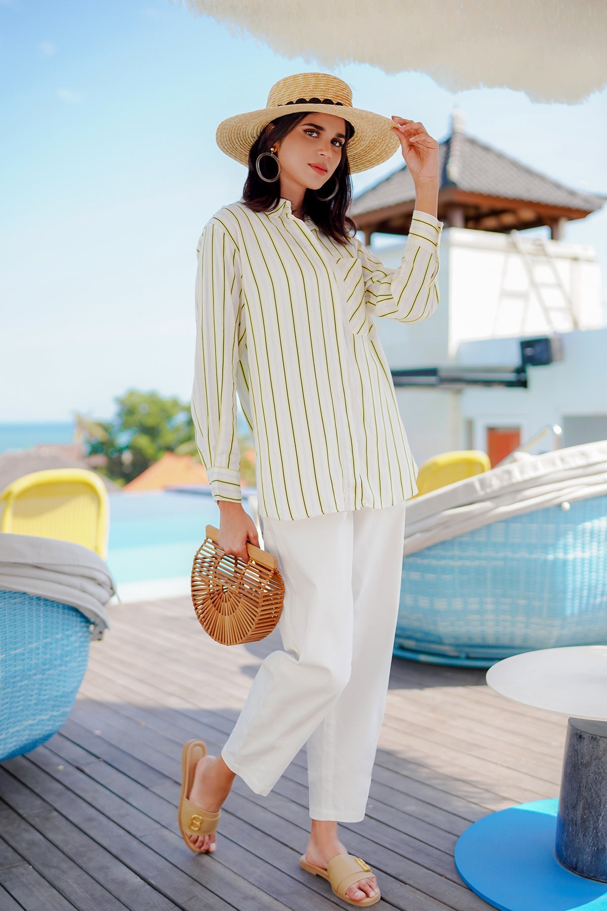 Zarina Shirt - White Stripes