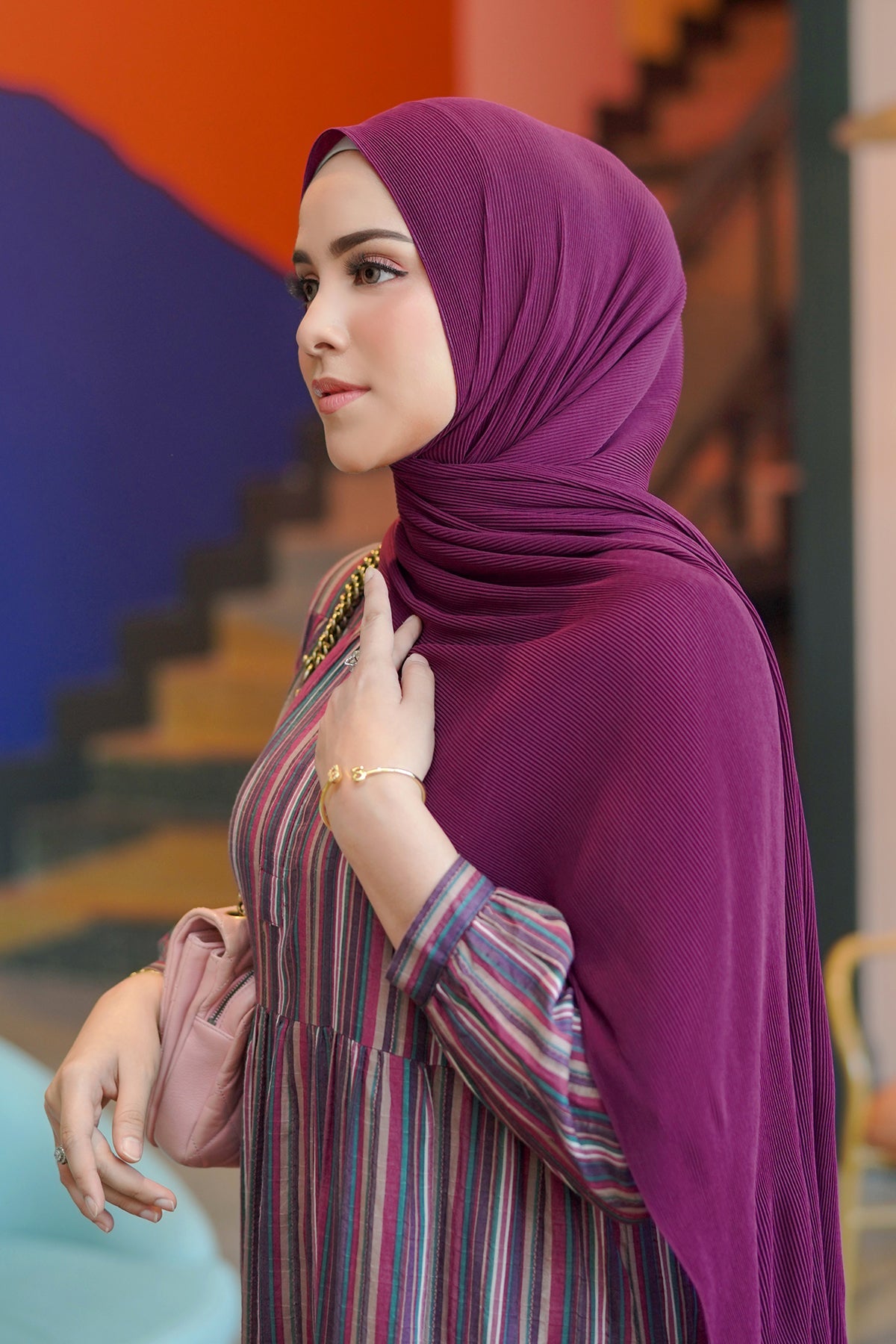 Everyday Pleated Shawl - Burgundy
