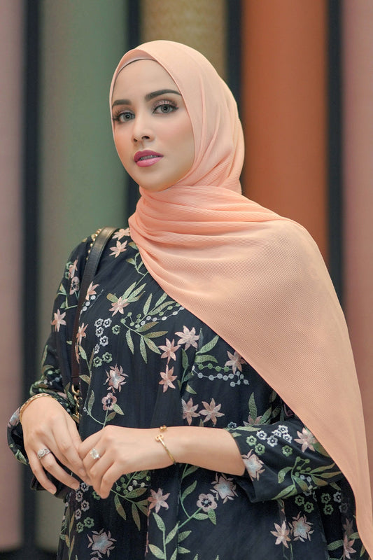 Everyday Pleated Shawl - Peach