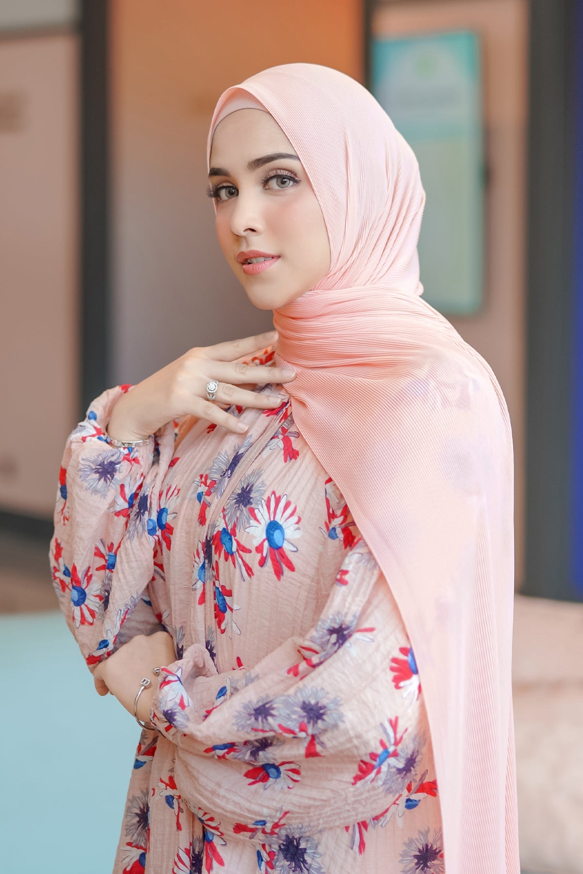 Everyday Pleated Shawl - Pink Salt