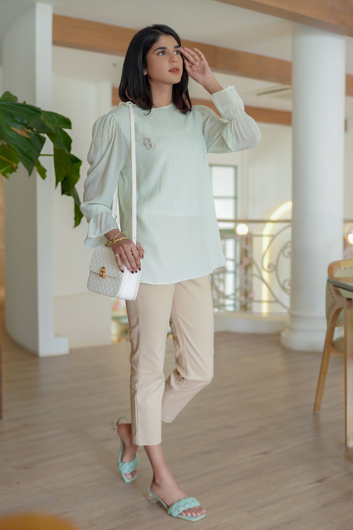 Gingham Frida Blouse - Green