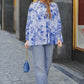 Into The Blue Raglan Cotton Shirt - Blue Flower