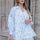 Into The Blue Raglan Cotton Shirt - Blue Leaf