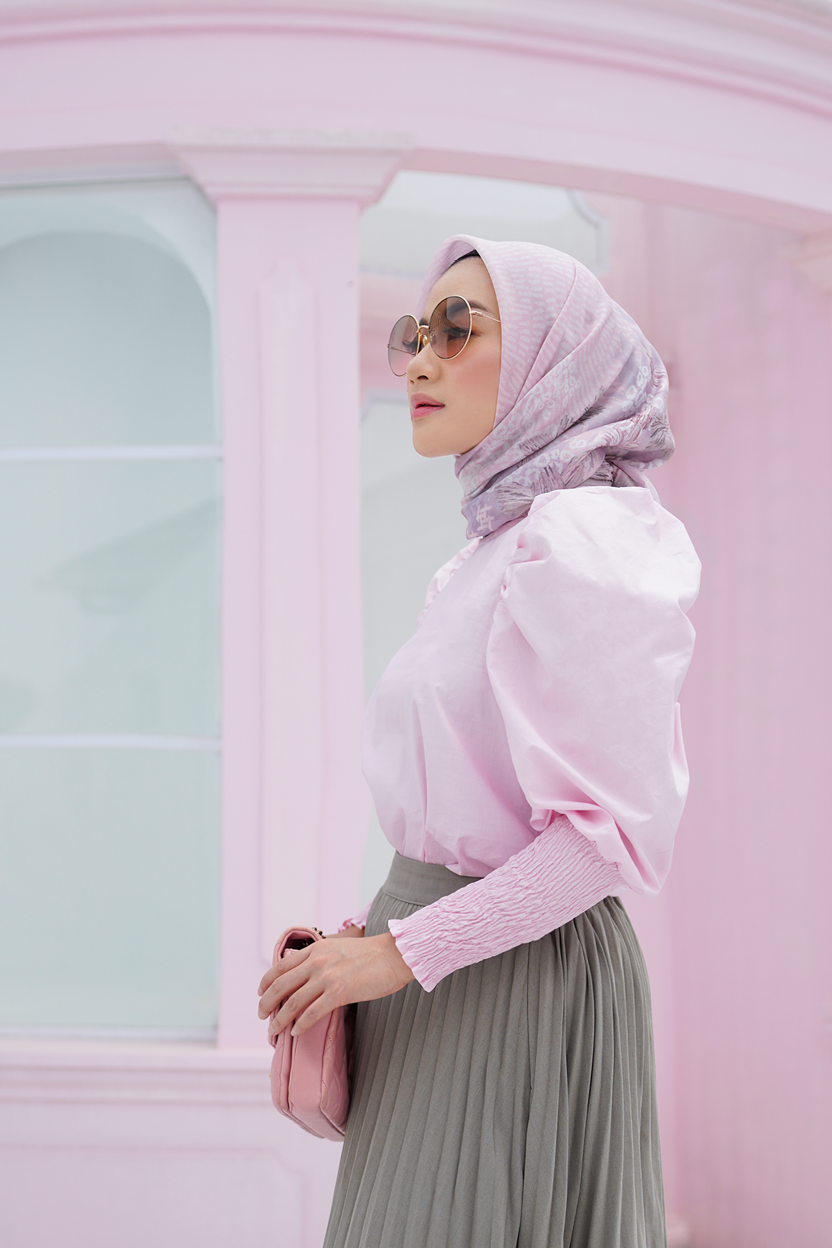 Pink Audy Blouse with Puff Sleeve