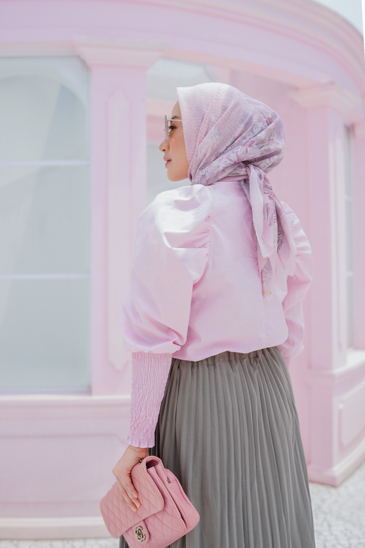 Pink Audy Blouse with Puff Sleeve