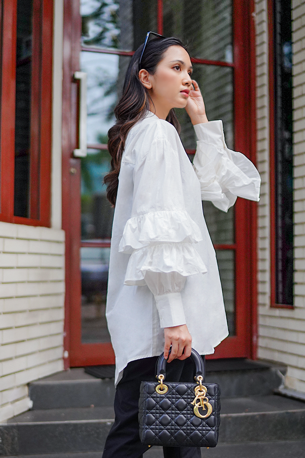 White Oversized Shirt with Layer Puff