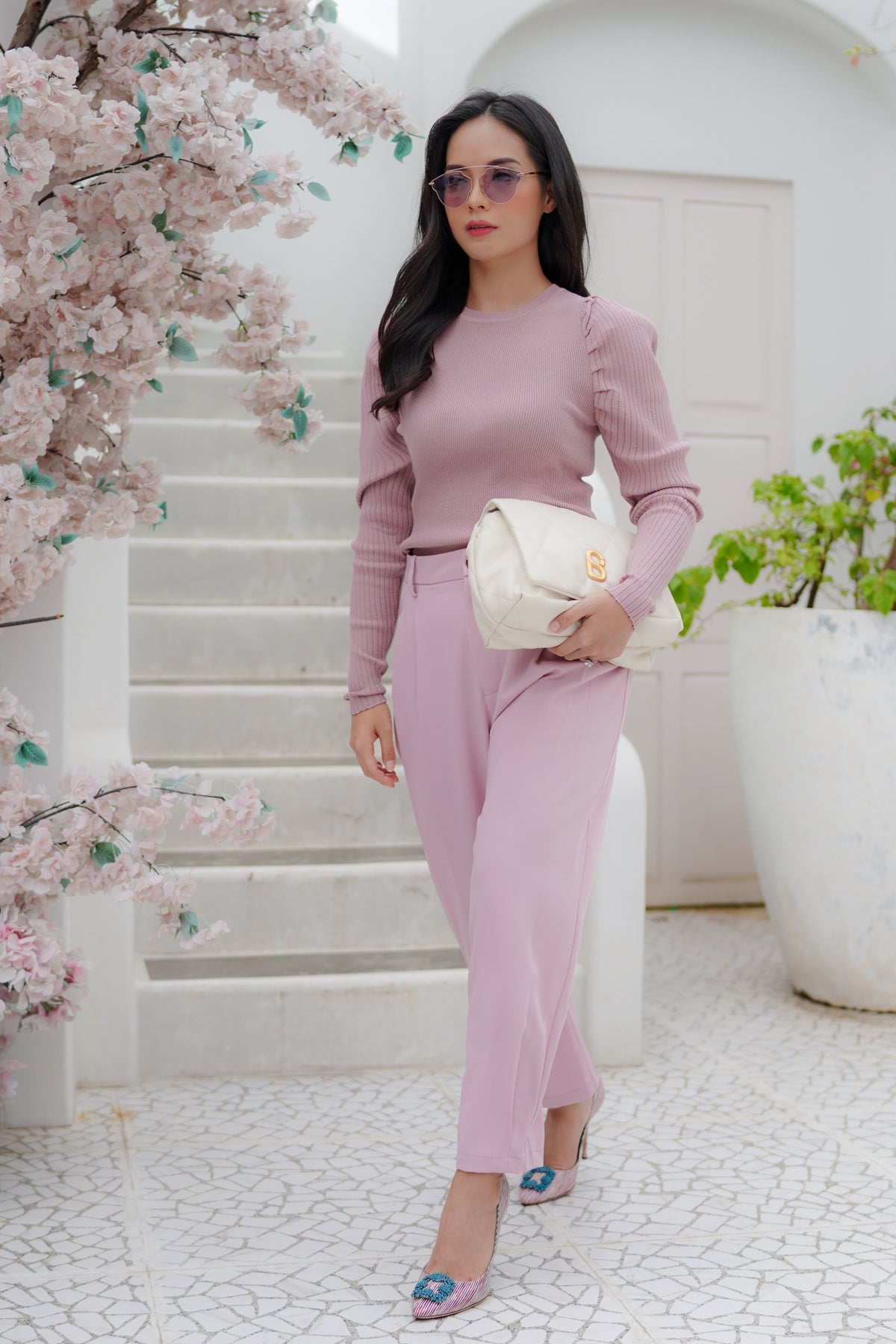 Purple Puff Knit Top