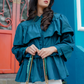 Teal Blue Tiered Ruffle Shirt