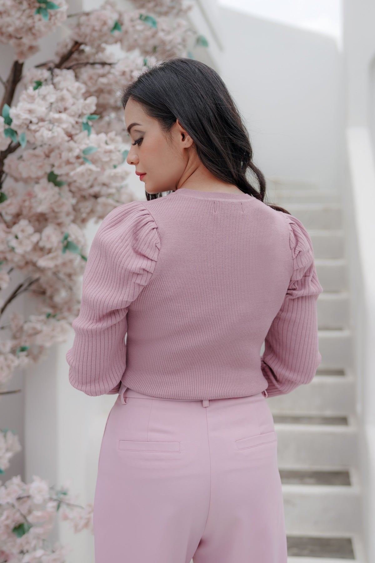 Purple Puff Knit Top