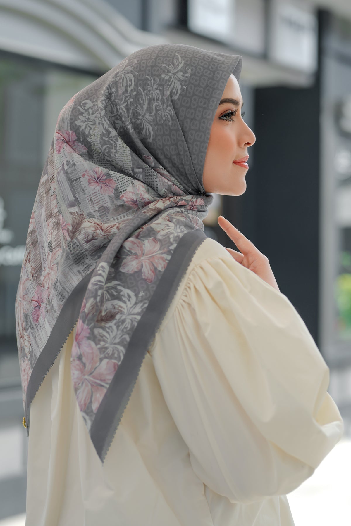 The Malaya Voal Square - Gray