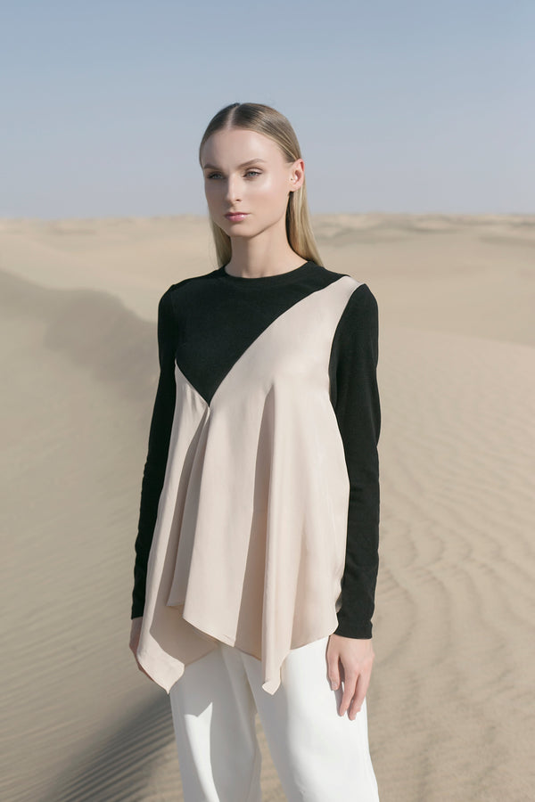 Mesha Top Black Beige
