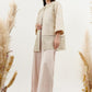 Mix Fabric Long Outer - Cream