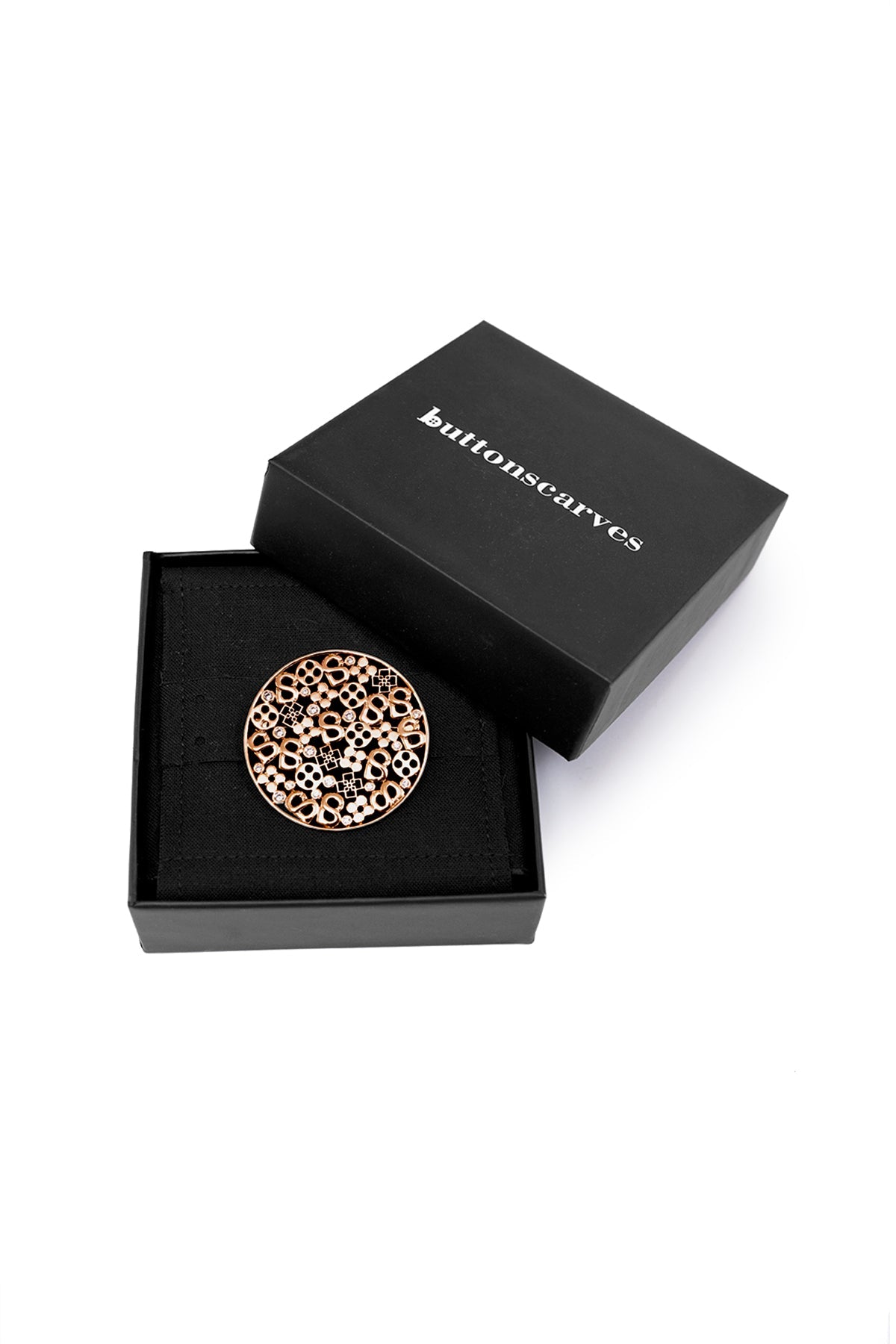 Monogram Carved Brooch - Rose Gold