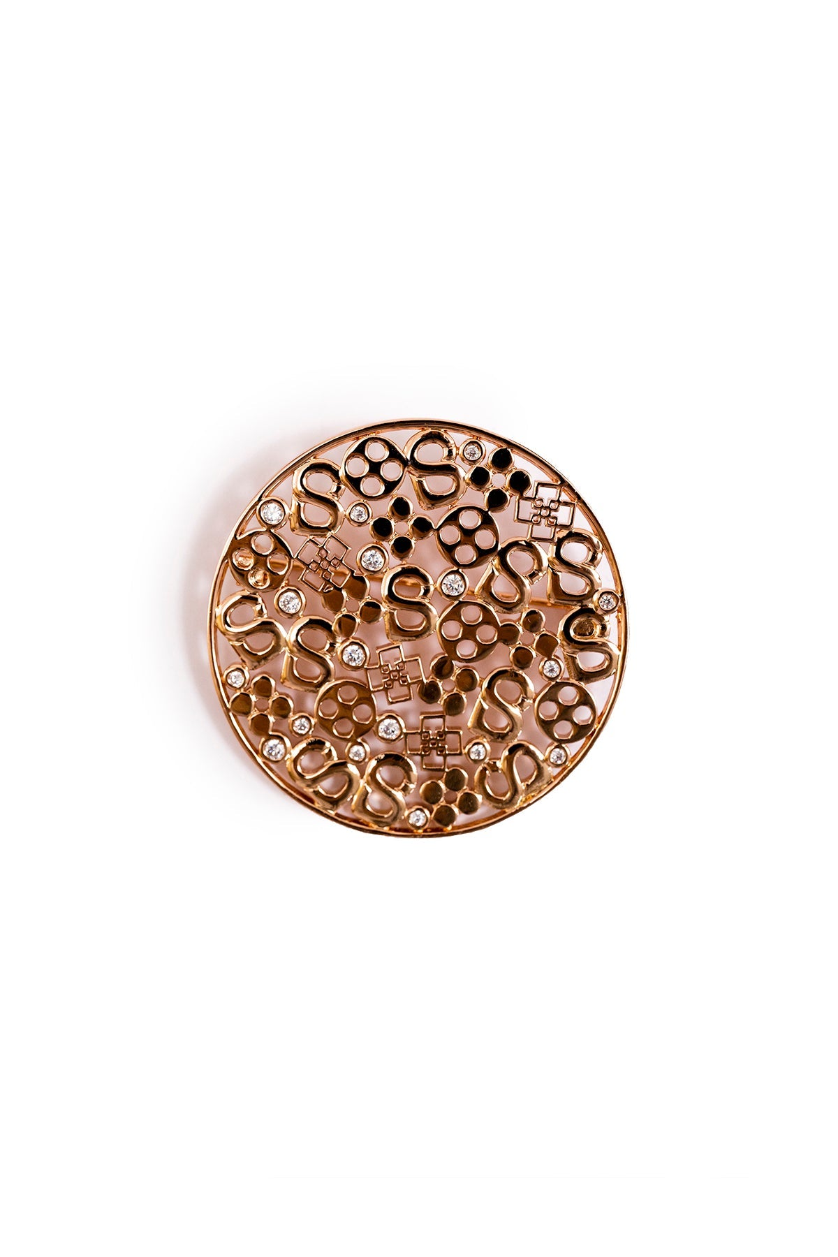 Monogram Carved Brooch - Rose Gold
