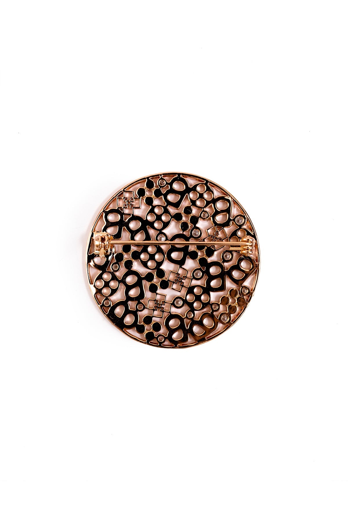 Monogram Carved Brooch - Rose Gold