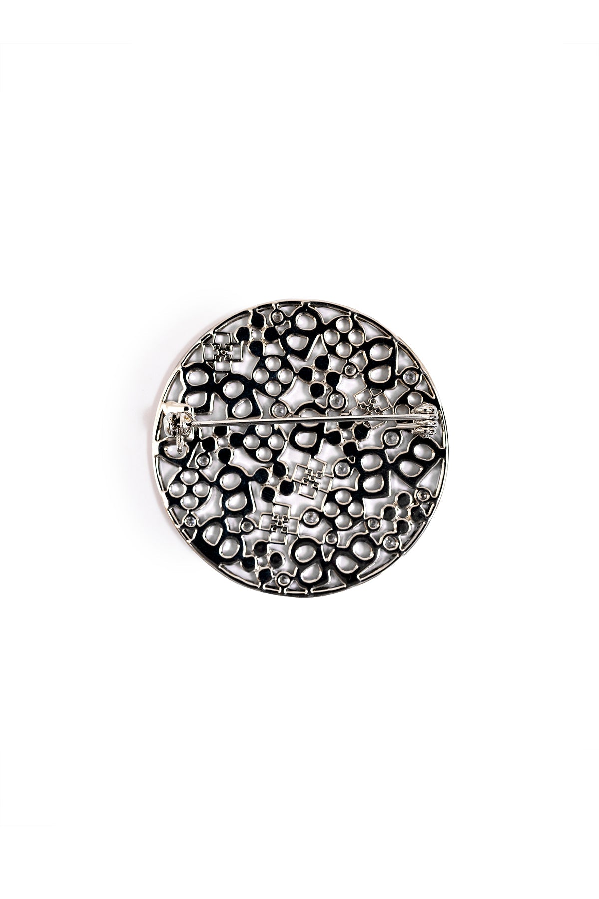 Monogram Carved Brooch - Silver