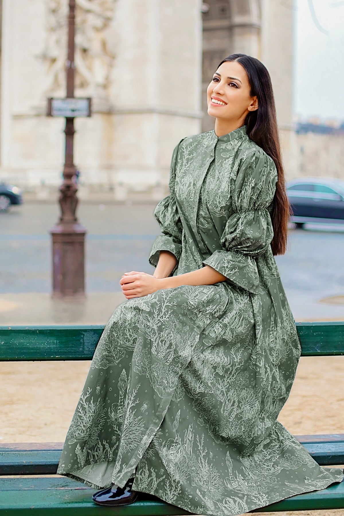 El Mar Minorca Puffy Sleeve Long Outer - Dark Green