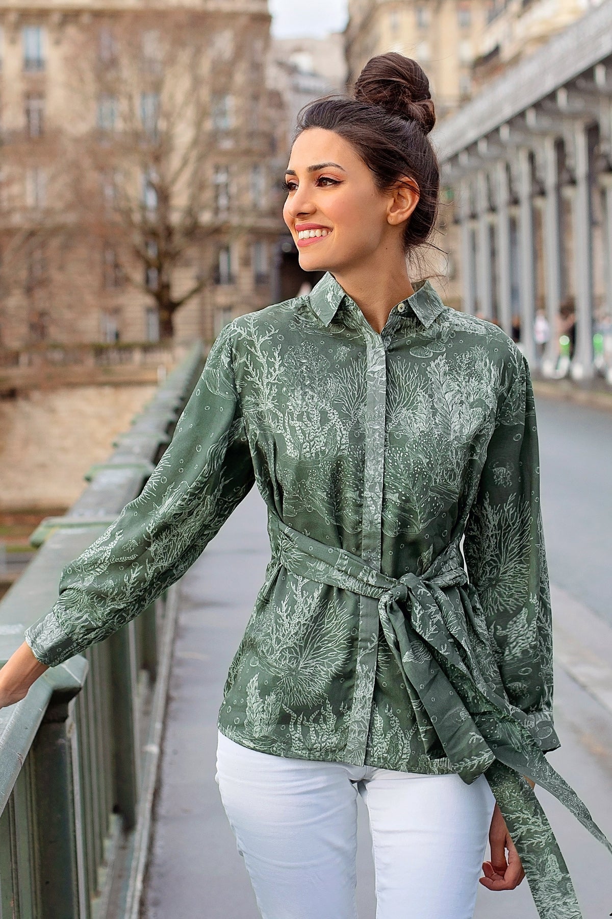 El Mar Minorca Shirt with Belt - Dark Green