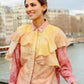 El Mar Minorca Shirt with Ruffle - Yellow/Pink