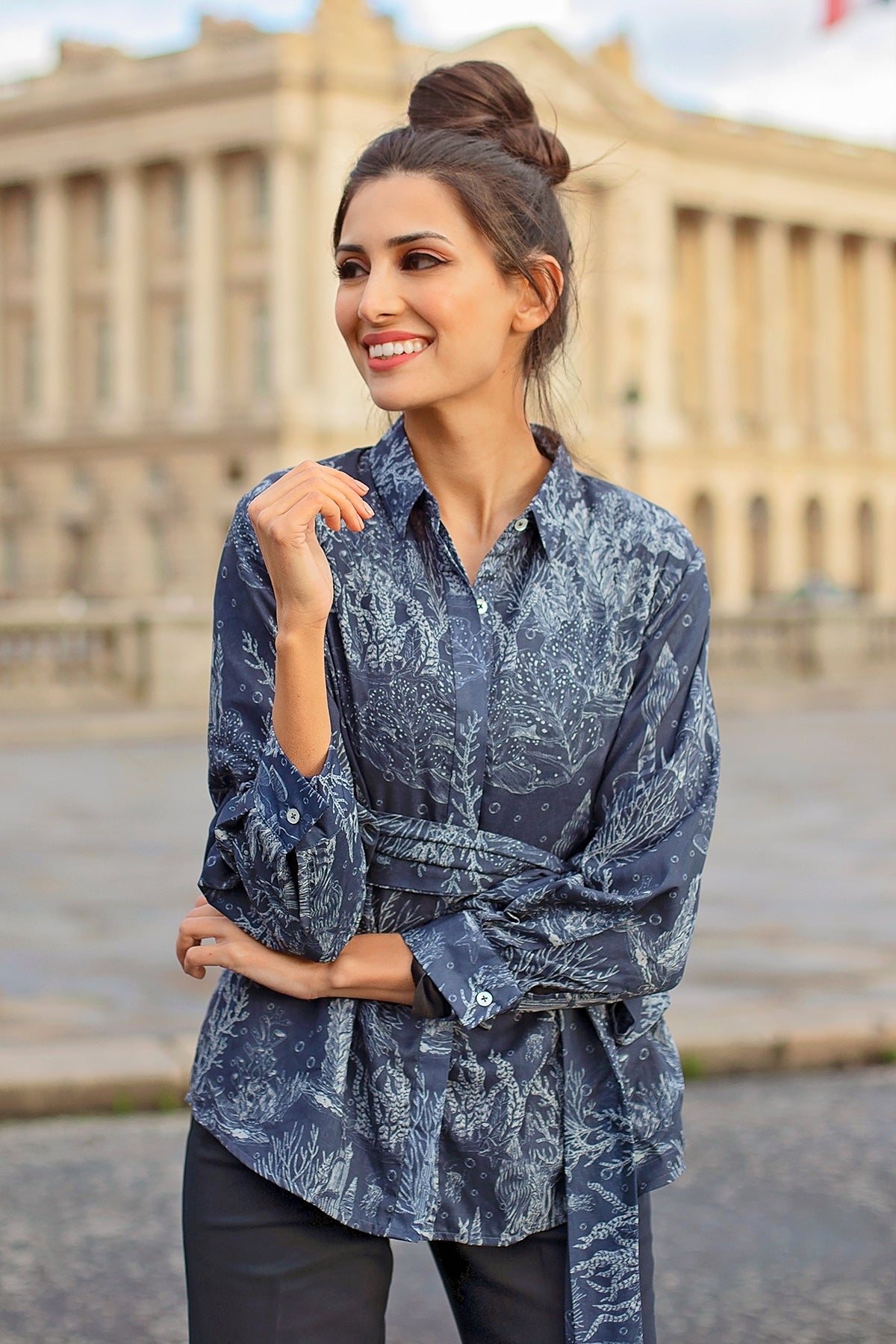 El Mar Minorca Shirt with Belt - Navy
