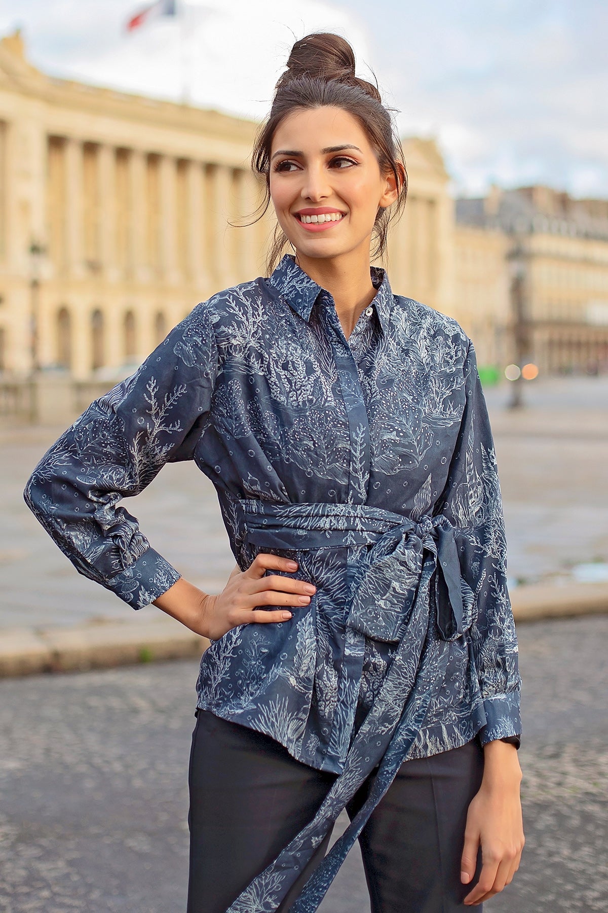 El Mar Minorca Shirt with Belt - Navy