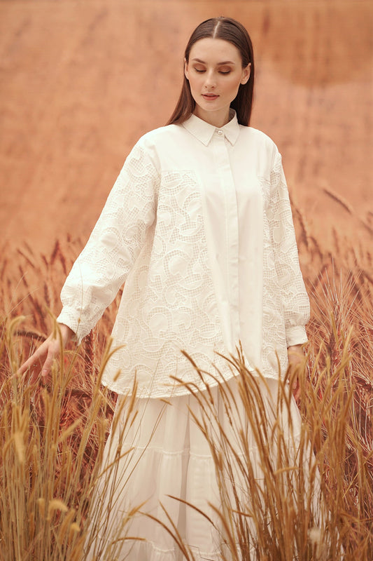 Noura Lace Top - White