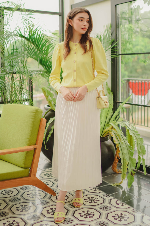 Satin Pleats Skirt - White