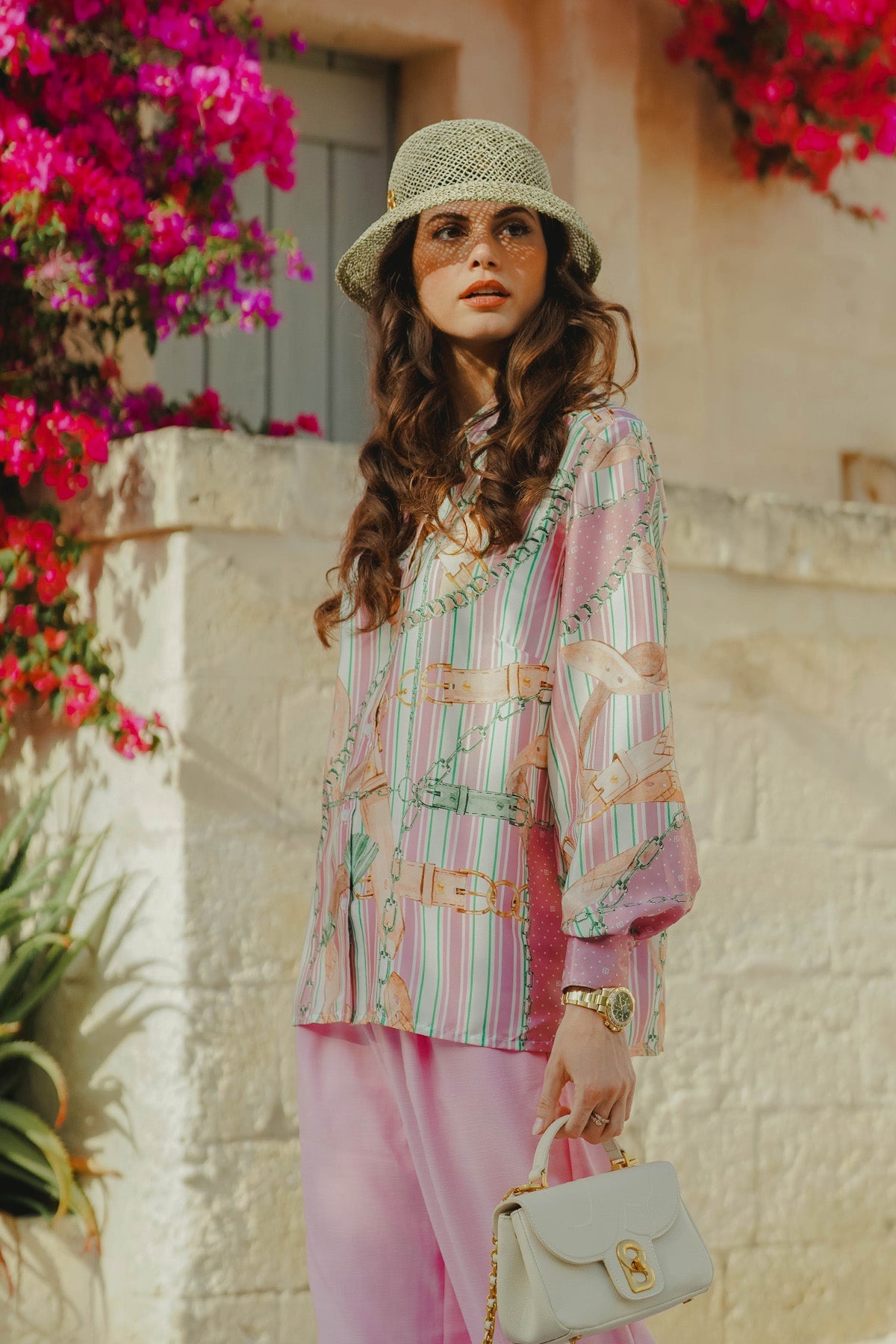 The Chain La Bella Satin Shirt - Dusty Pink