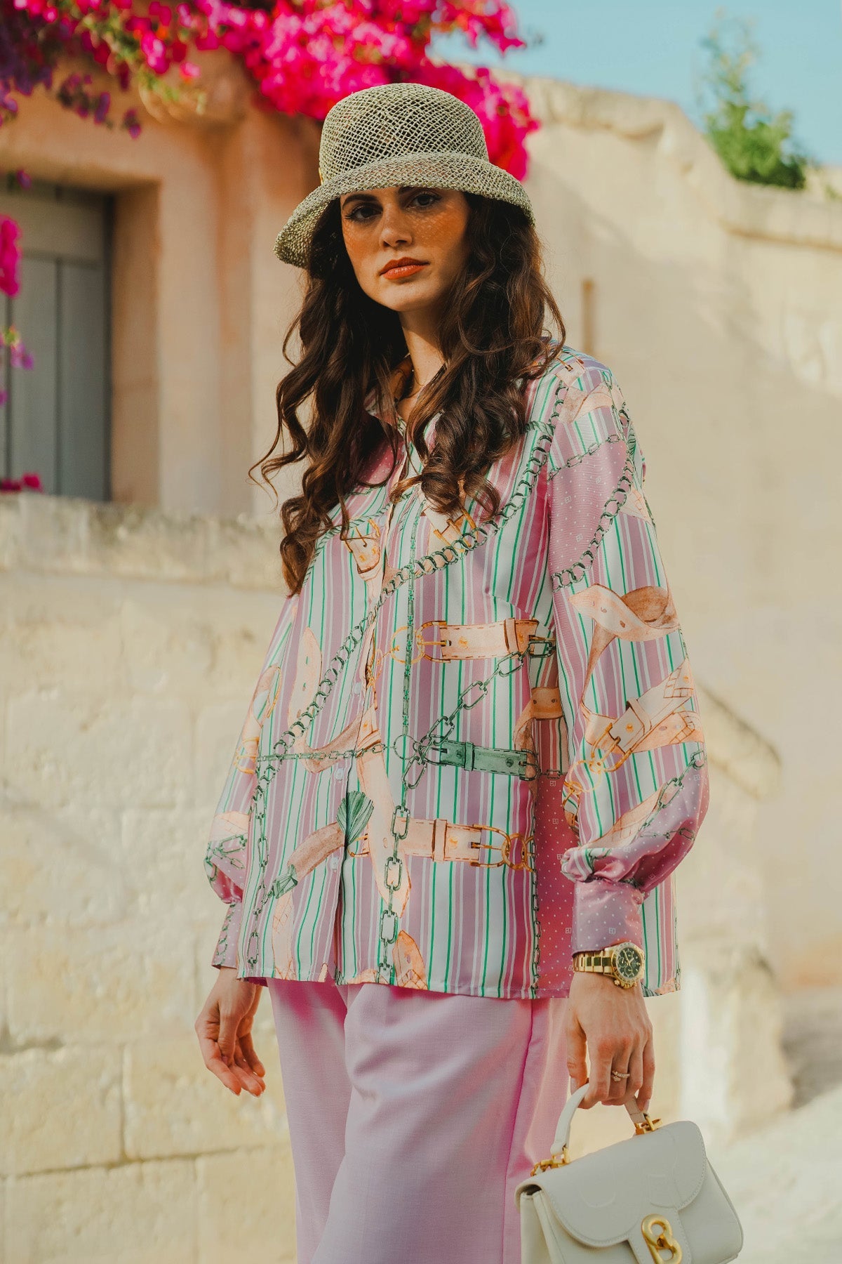 The Chain La Bella Satin Shirt - Dusty Pink