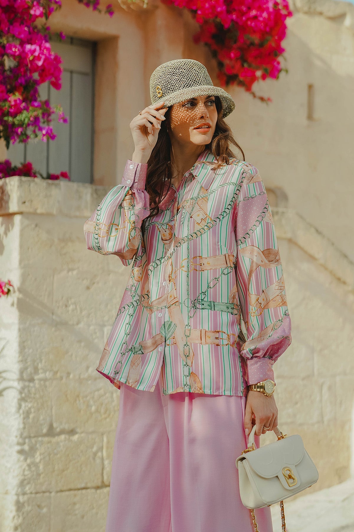 The Chain La Bella Satin Shirt - Dusty Pink