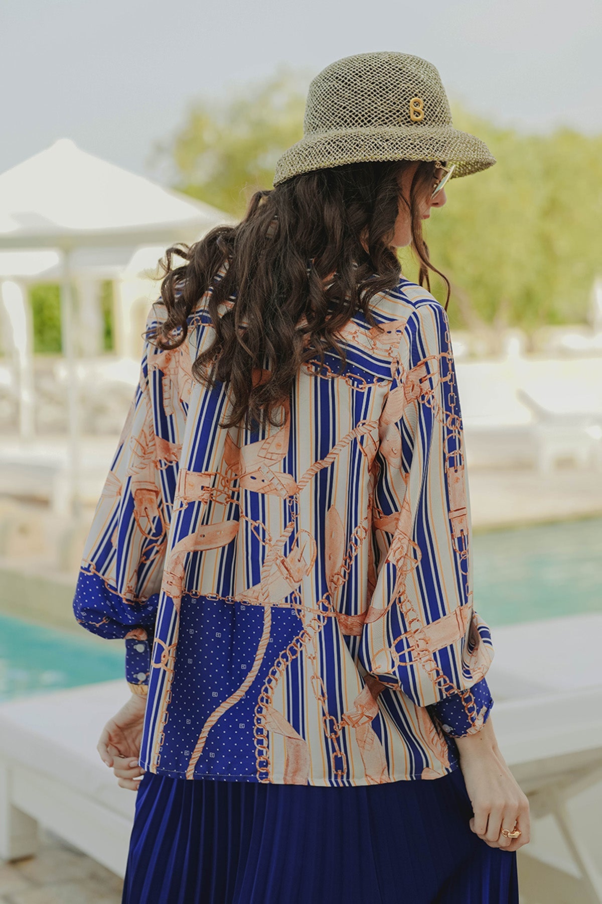 The Chain La Bella Satin Shirt - Royal Blue