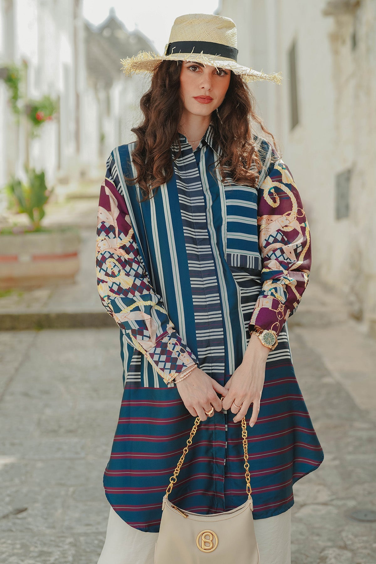 The Chain La Bella Shirt with Pocket - Maroon
