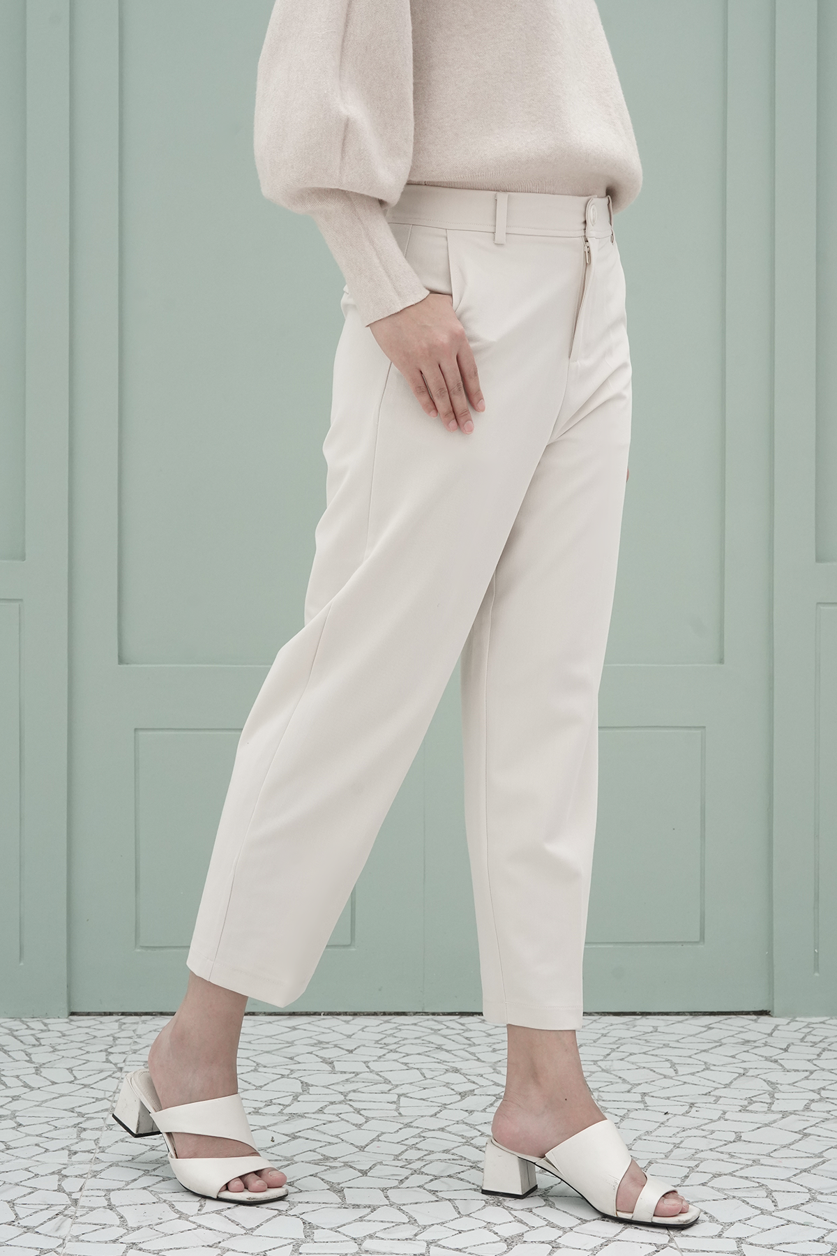 Beige Straight Pants