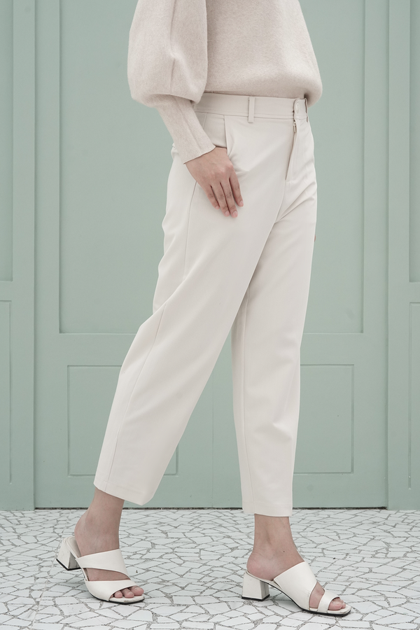 Beige Straight Pants