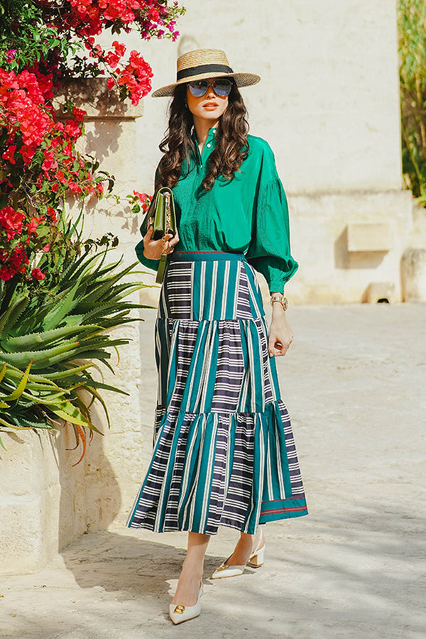 The Chain La Bella Tiered Maxi Skirt - Dark Green