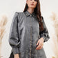 Velvet Shirt with Beads - Light Grey
