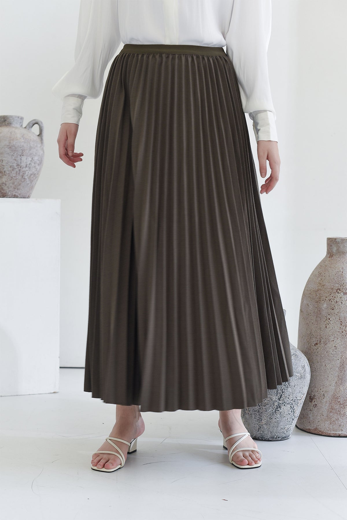 Sage Pleats Me Long Skirt 2.0