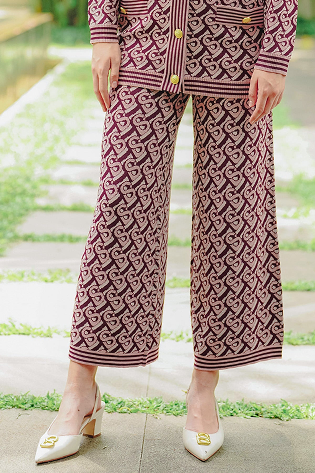 Bimu Light Knit Pants - Burgundy