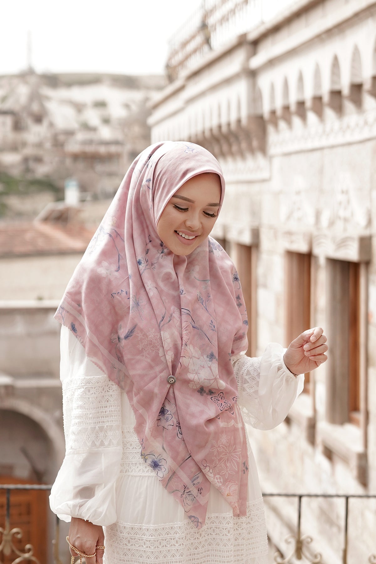 Sofya Voal Square XL - Pinksalt