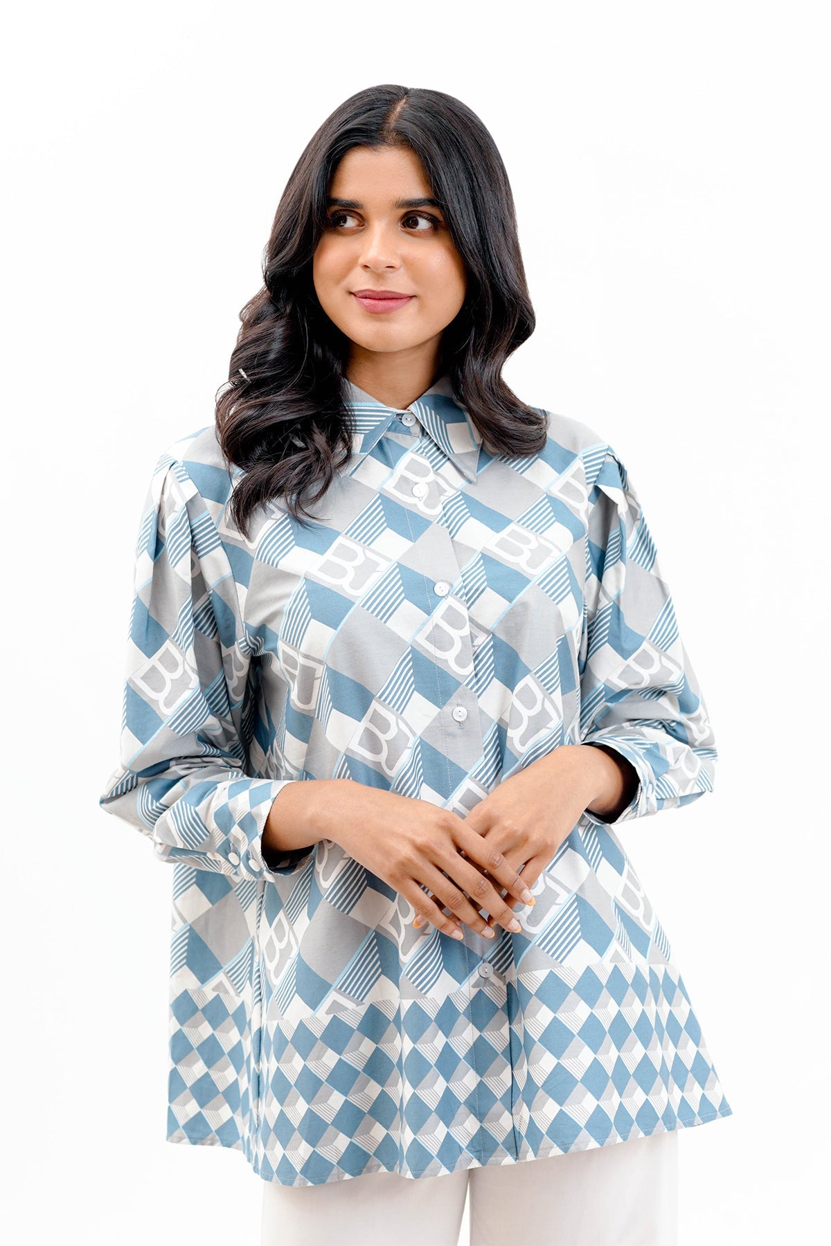 Imara Puff Sleeved Shirt - Grey