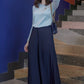 Navy Wide Pleats Pants