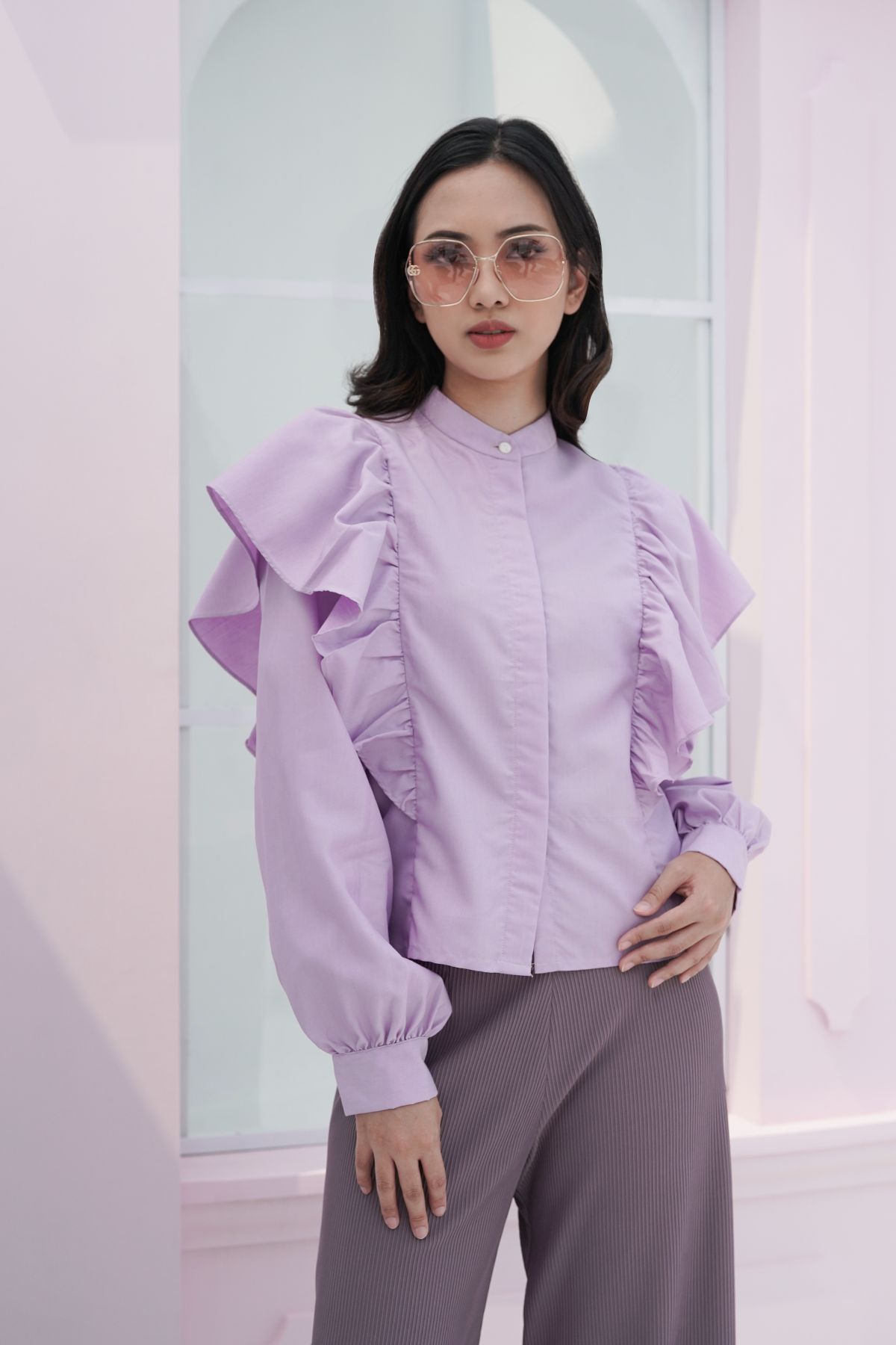 Orchid Nina Ruffle Shirt