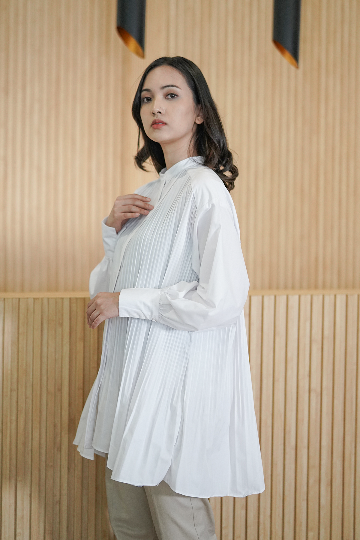 White Pleated Shirt
