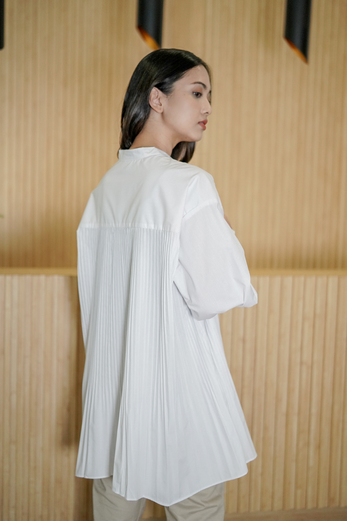 White Pleated Shirt